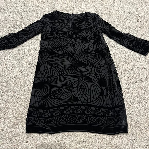 Studio M Velvet Burnout Shift Dress Sz S Black Silk Blend Fairy Grunge Witchy - Picture 2 of 6